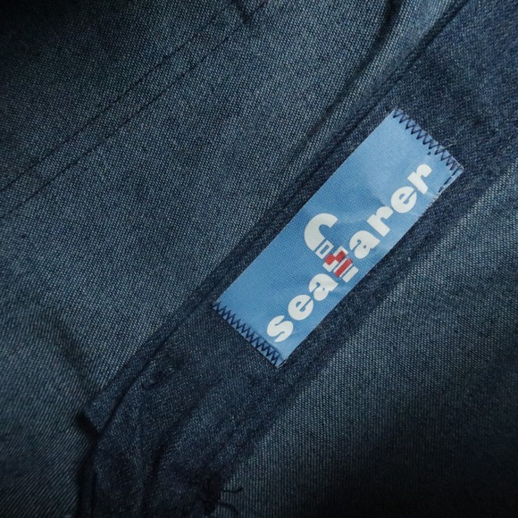 VINTAGE Seafarer Jeans Men 34x31 Blue Bell Bottom Wide Leg Navy Denim - Picture 7 of 12